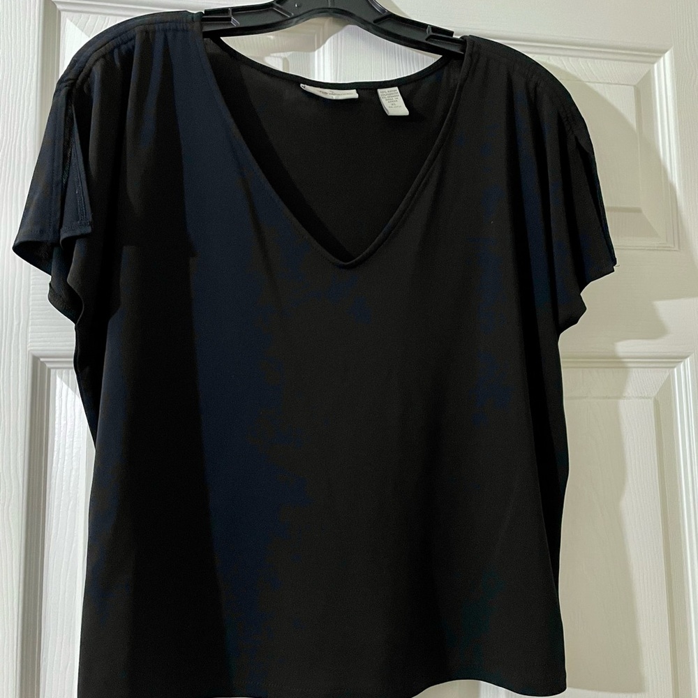 Black V-Neck Women's Top